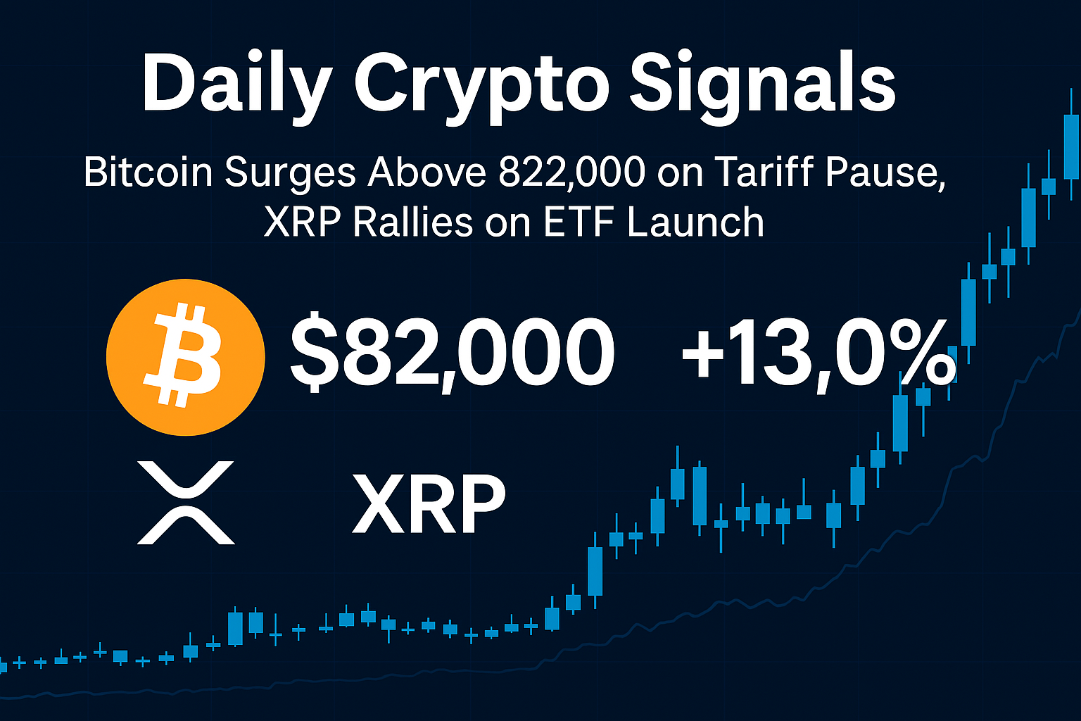 Bitcoin Surges Above $82,000 on Tariff Pause, XRP Rallies on ETF Launch