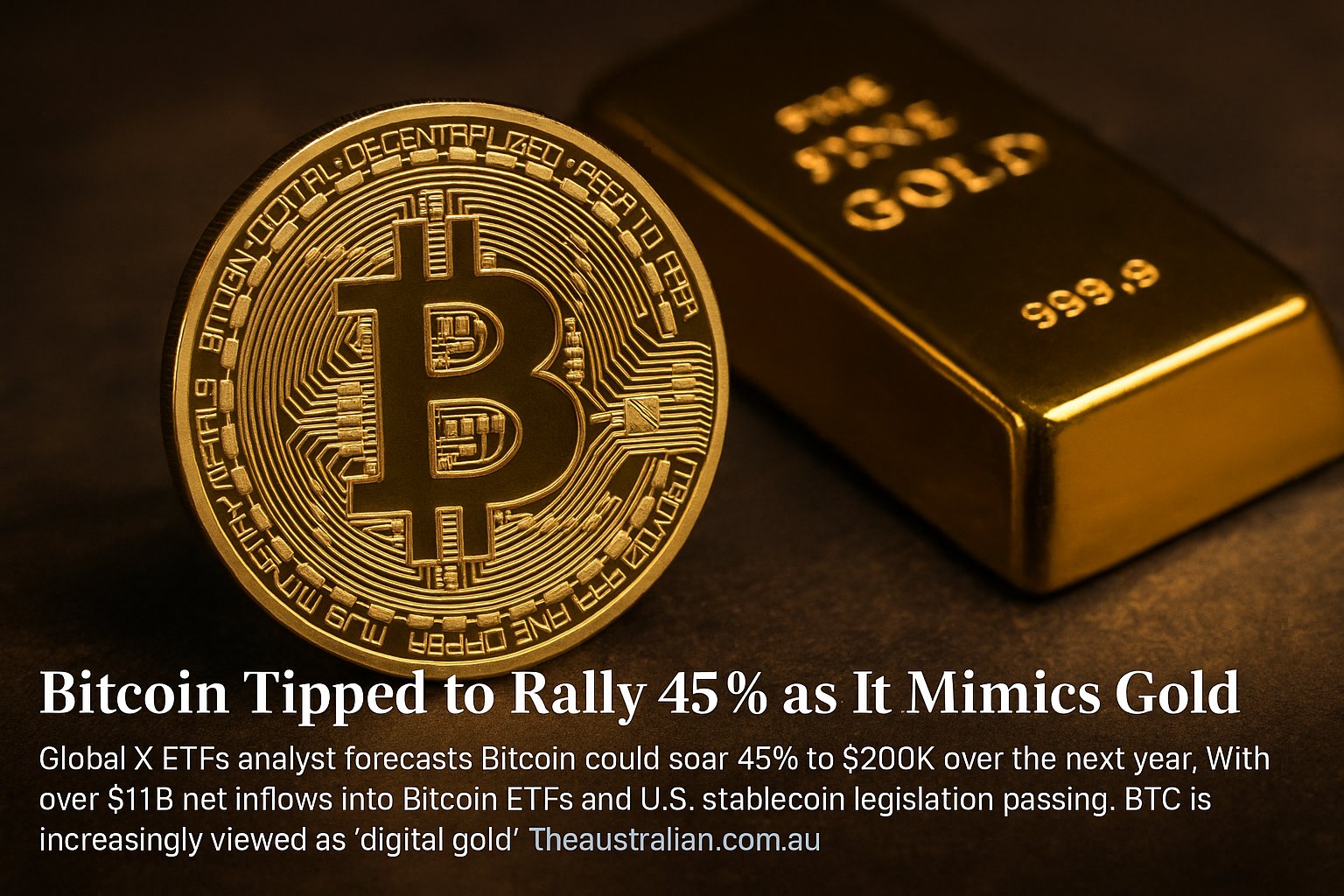 Bitcoin Tipped to Rally 45% as It Mimics Gold