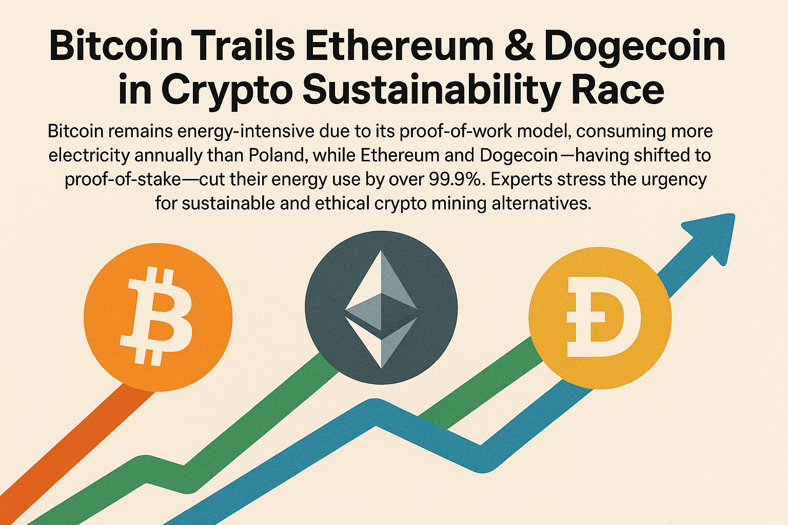 Bitcoin Trails Ethereum and Dogecoin in the Race for Crypto Sustainability