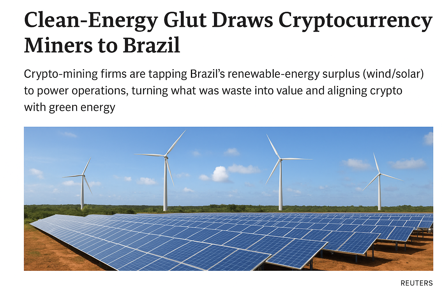 Clean-Energy Glut Draws Cryptocurrency Miners to Brazil